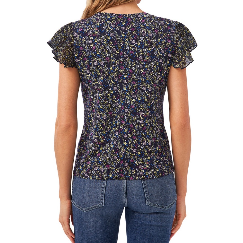 CeCe Printed Ruffle-Sleeve Top - Picture 2 of 2
